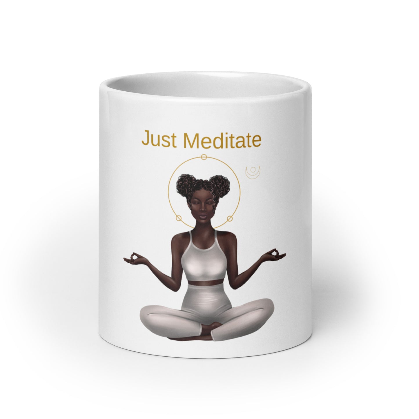 Just Meditate White Glossy Mug